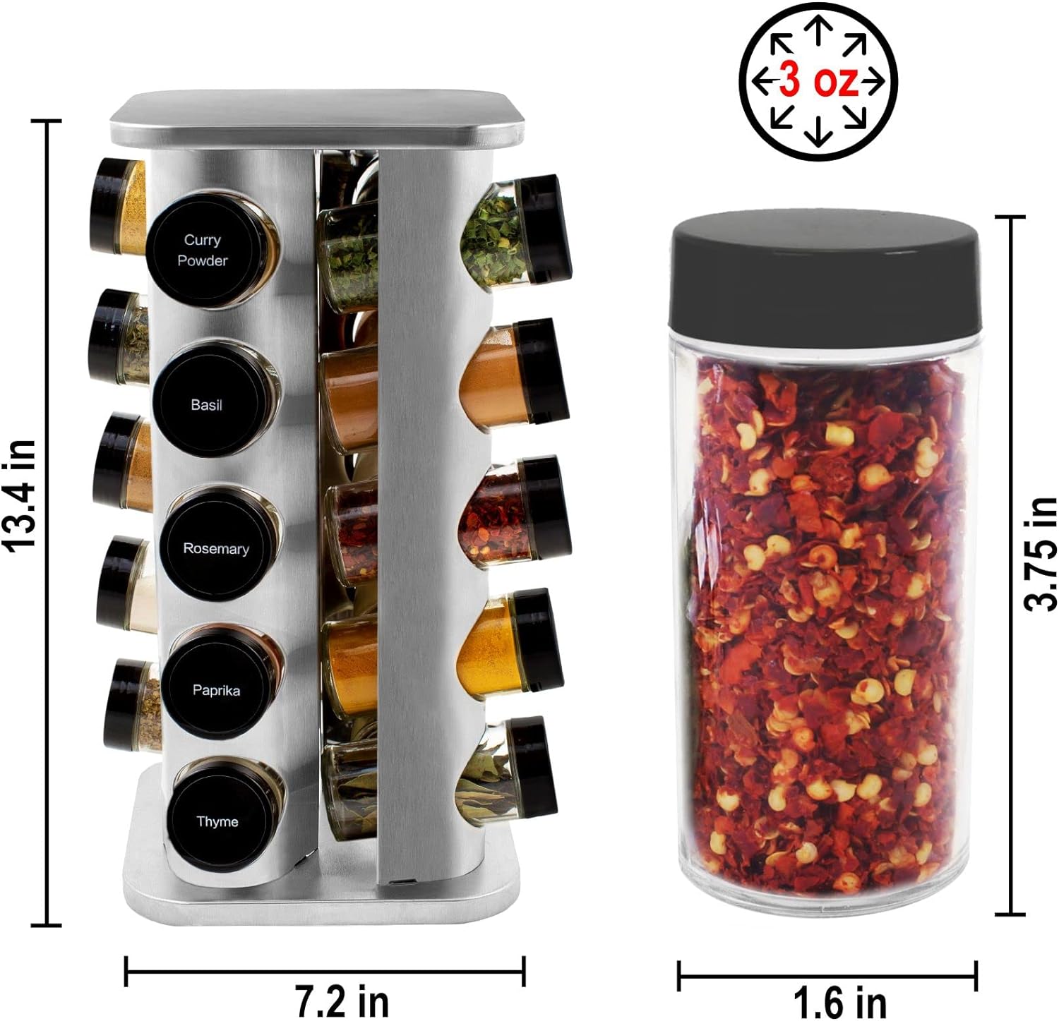 Revolving Spice Rack Organizer, 20 Jar Spice Rack with Spices Included