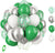 Green and White Balloons 12" with Green Confetti Metallic Silver Balloons, 60 Pieces