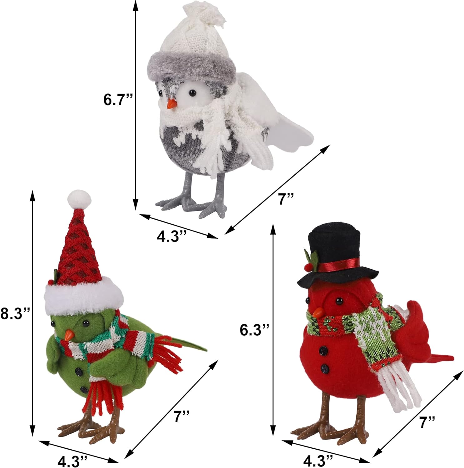 Christmas Bird Figurine Set of 3 Christmas Table Decorations Birds