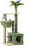 Cat Tree 51" Multi-Level Cat Tower with Large Hammock with Artificial Palm Leaves