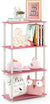 Multipurpose Shelf 4 Tier Display Rack with Round Tubes (Pink, White)