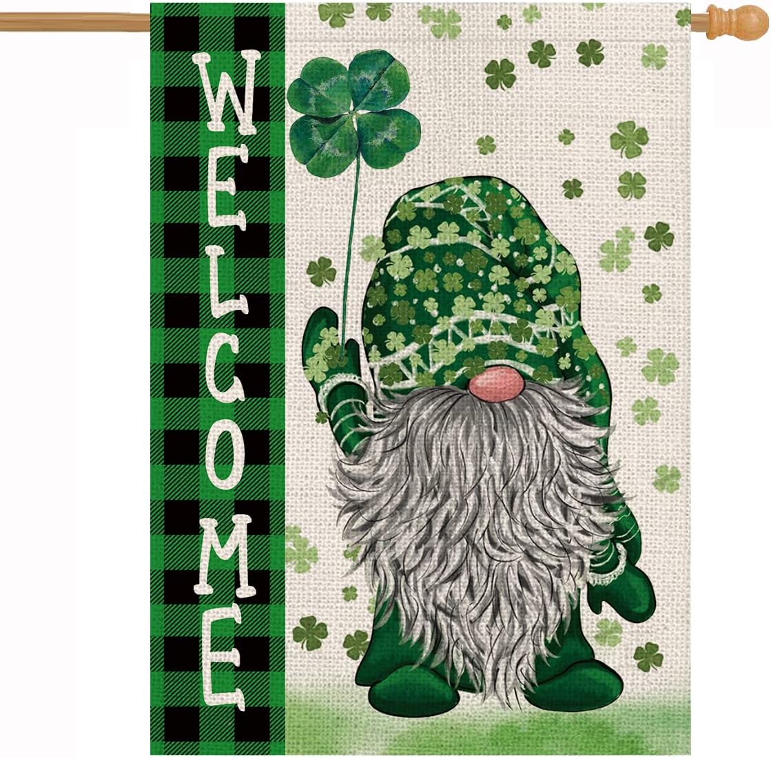 St Patricks Day Double Sided Burlap Flag House Flag (28" x 40")