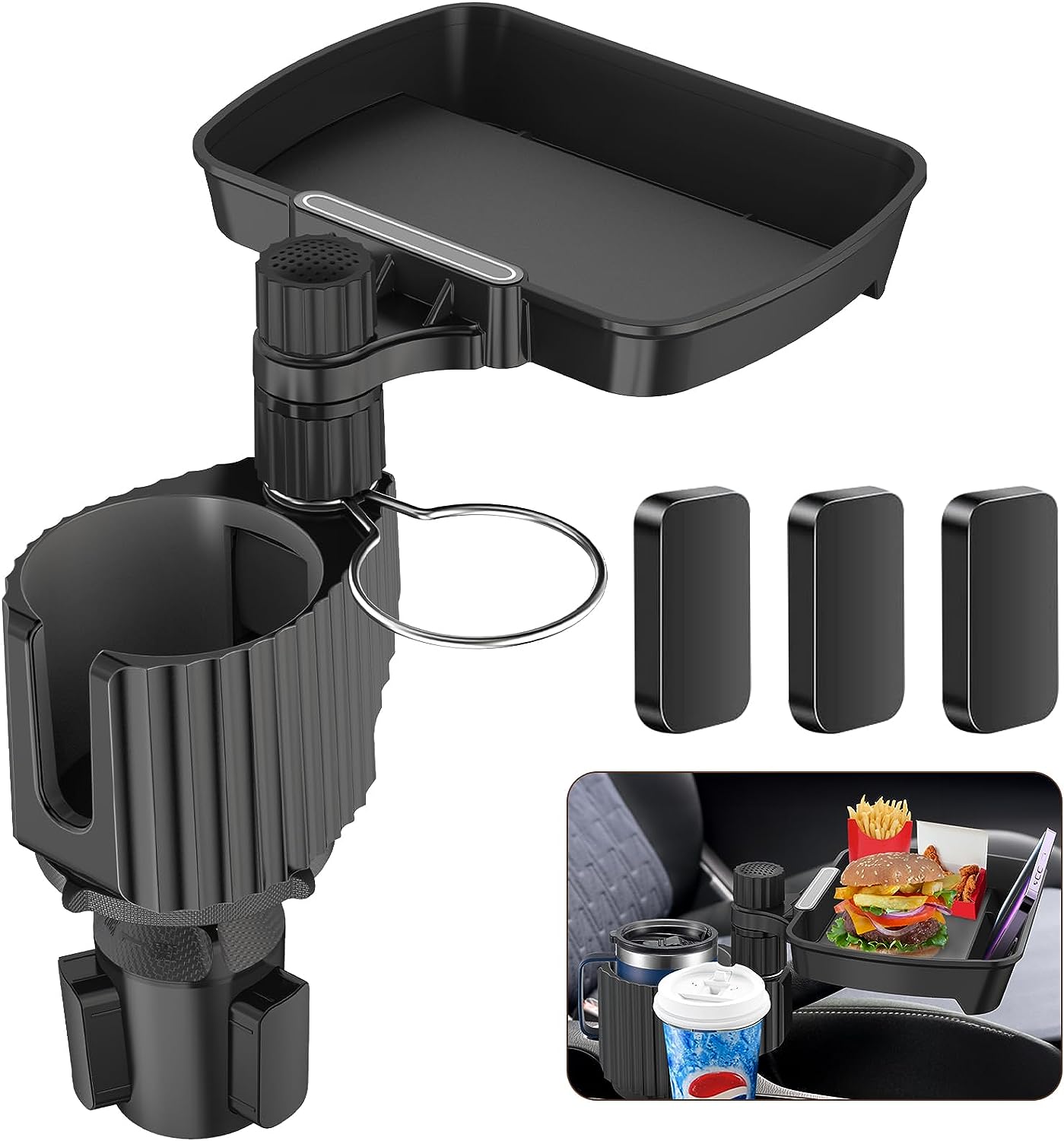 4-in-1 Detachable Tray Table with Phone Holder Car Cup Holder Expander Tray Car Accessories