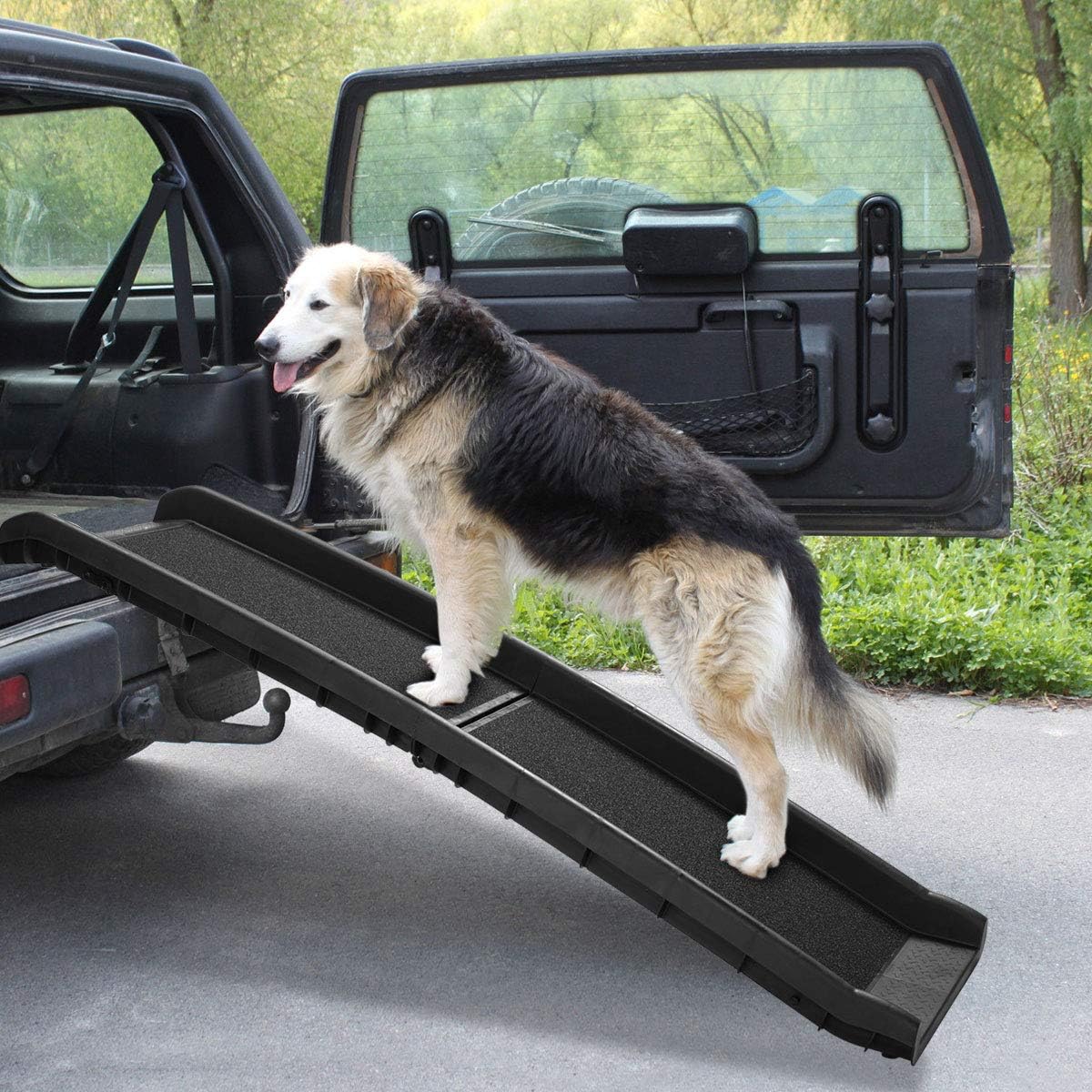 Folding Dog Ramps, 62”L Portable Pet Ramp for Large Dogs Supports up to 150LBS, Black