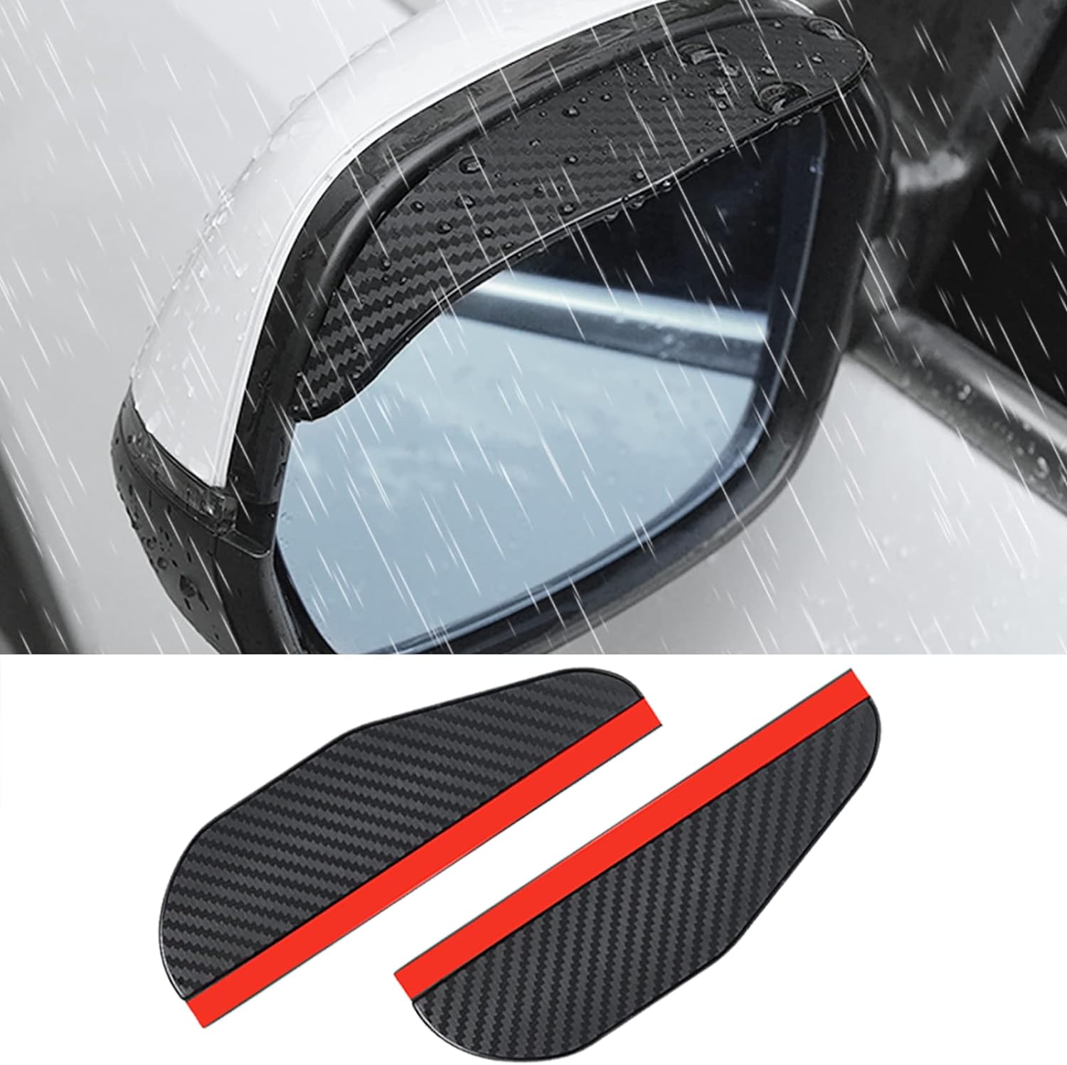 Car Side Mirror Rain Visor 2 Pack Universal Car Rear View Side Mirror Rain Eyebrow (Carbon Fiber)