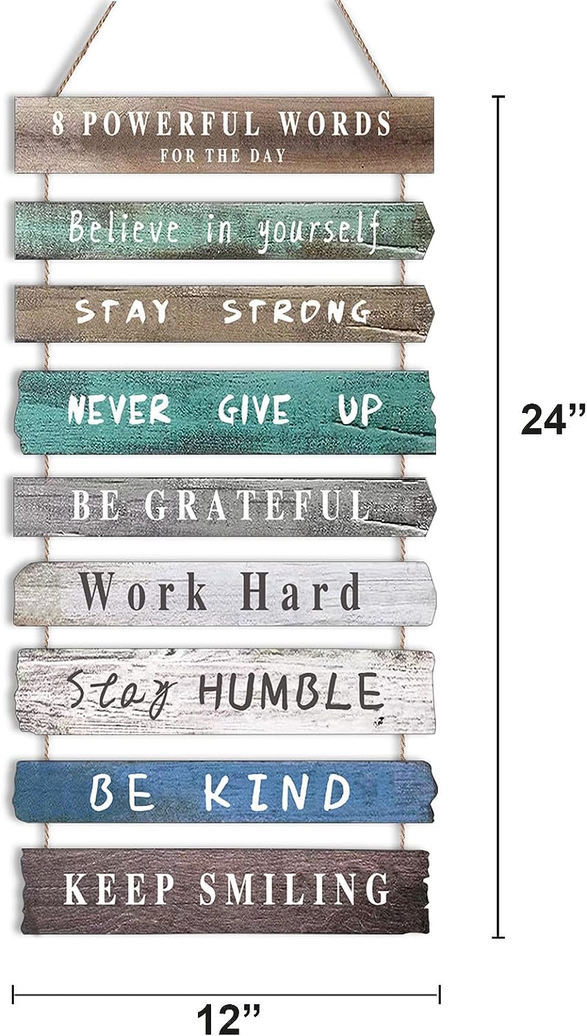 Inspirational Wall Art Decor for Office, 12"x24" Wooden Rustic Hanging Motivational Wall Art Decoration Sign