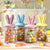 Easter Decorations Ceramic Bunny Ear Lid Glass Storage, 4 Pieces