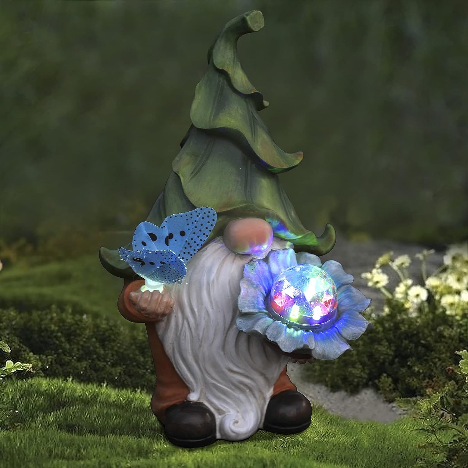 Fall Resin 11.6'' Solar Gnomes Garden Statues with Solar Lights