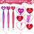 Heart Shaped Valentine's Day Pens Heart Ballpoint Pens 48 Pieces (Red, Pink, Purple, XOXO, LOVE)