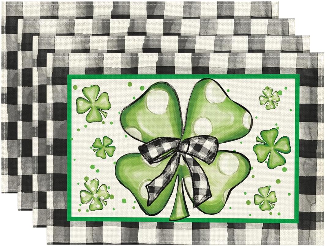 St. Patrick's Day Placemats Set of 4 (12" x 18") for Party Kitchen Dining Decoration