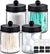 Bathroom Vanity Storage 4 Pack Jars with Stainless Steel Lids & Cute Stickers