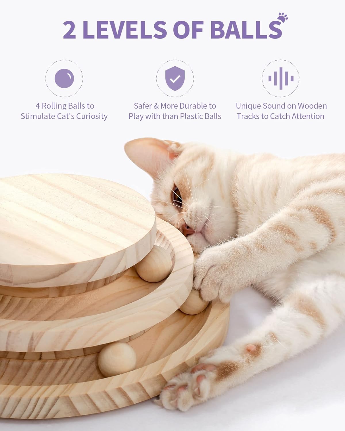 Cat Scratching Post Two-Layer Cat Turntable with Interactive Balls and Dangling Ball