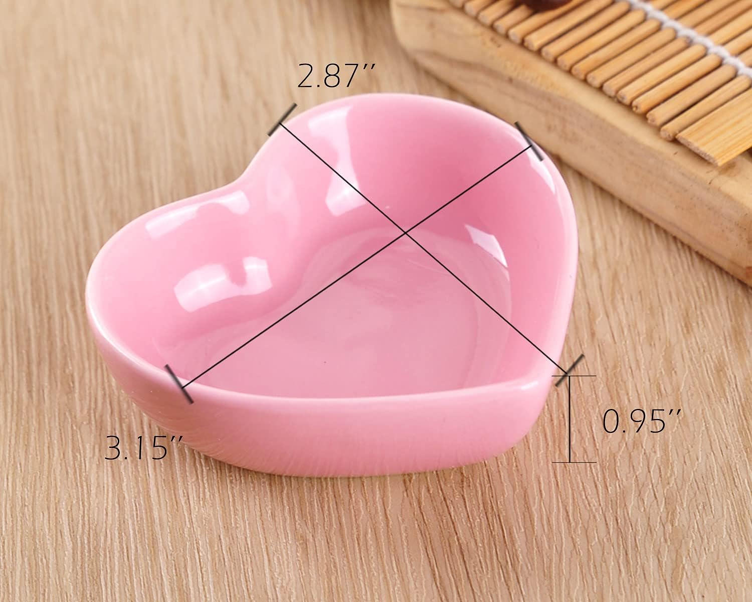 Pink Love Heart Shaped Porcelain Side Dishes Bowl Set of 6