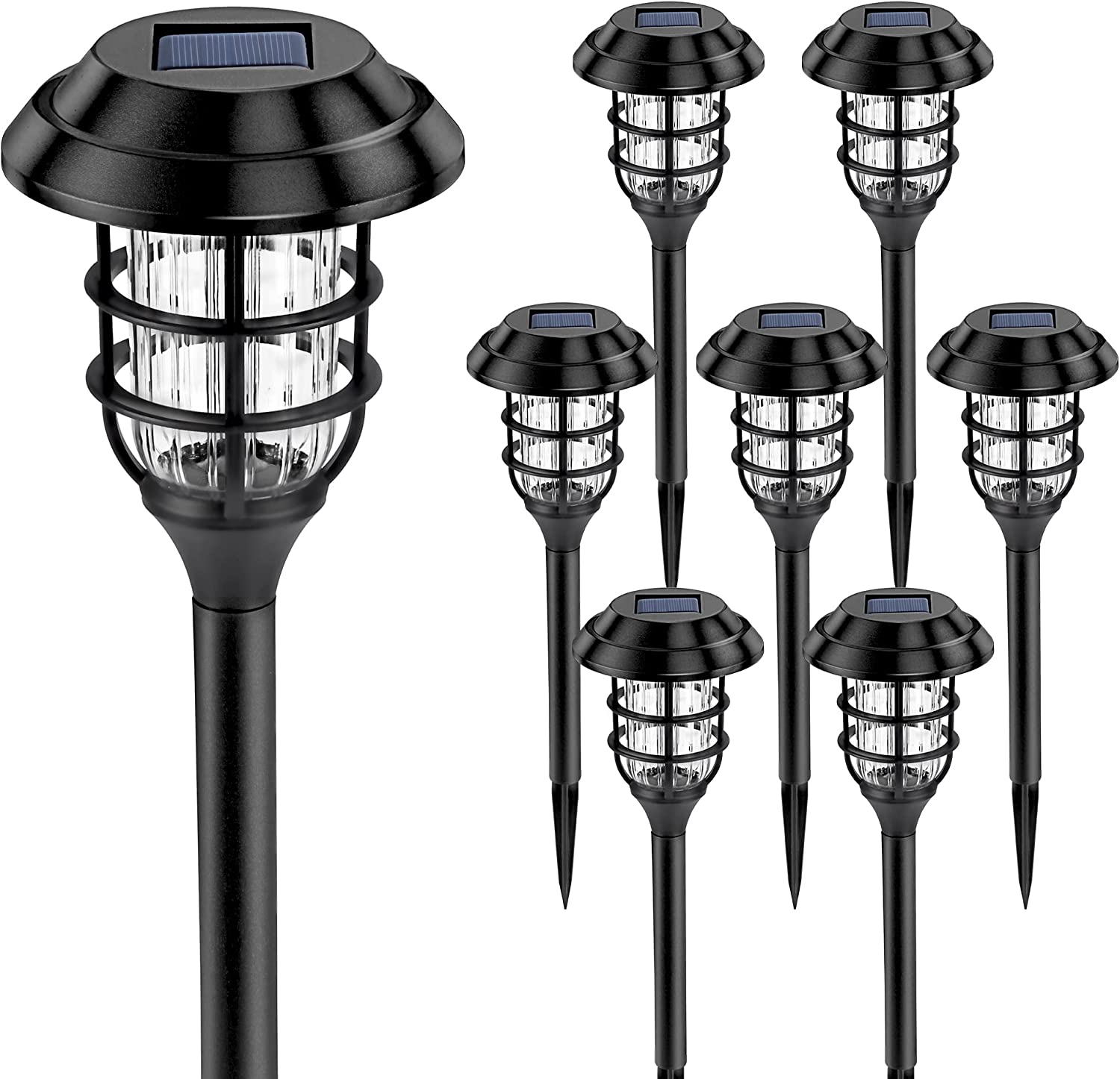 Solar Outdoor Led Lights Garden Lamp, 8 Pack Solar Pathway Lights (Cold White)