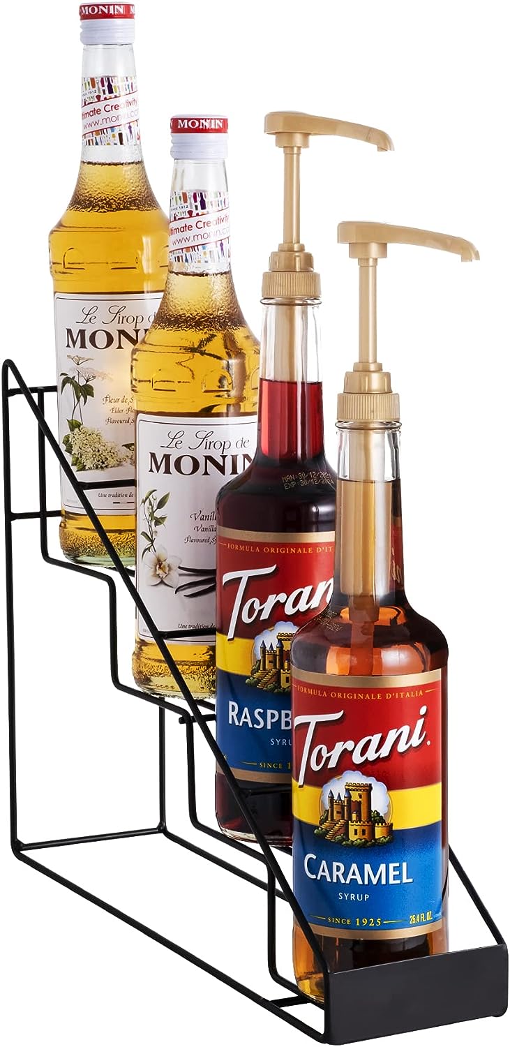 Coffee Bar Organizer Coffee Syrup Rack, Holds 4 Bottles