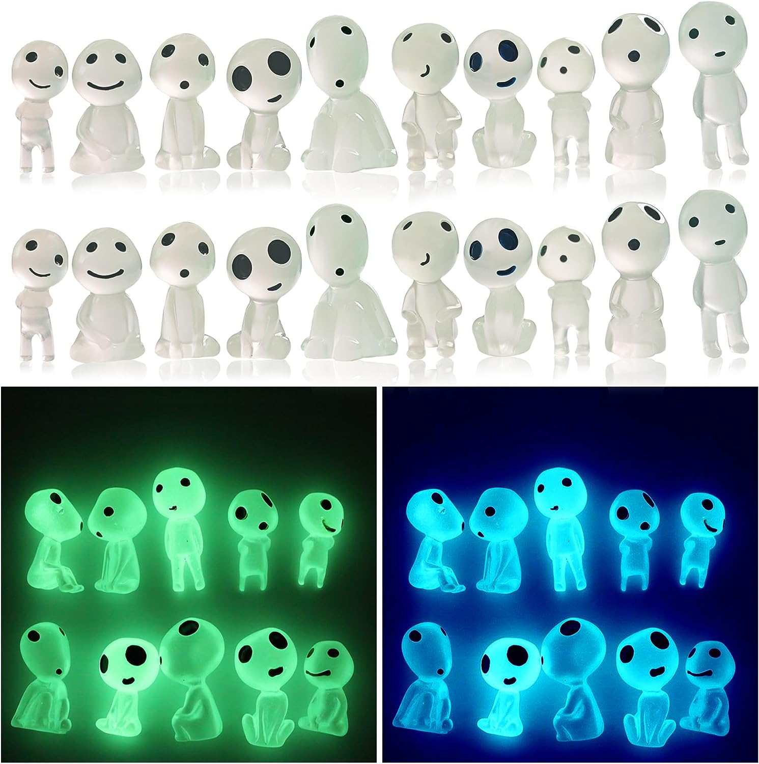 Garden Decoration 20 Pieces Glow in Dark Tree Elves Fairy for Patio Yard Fish tank, Blue & Green