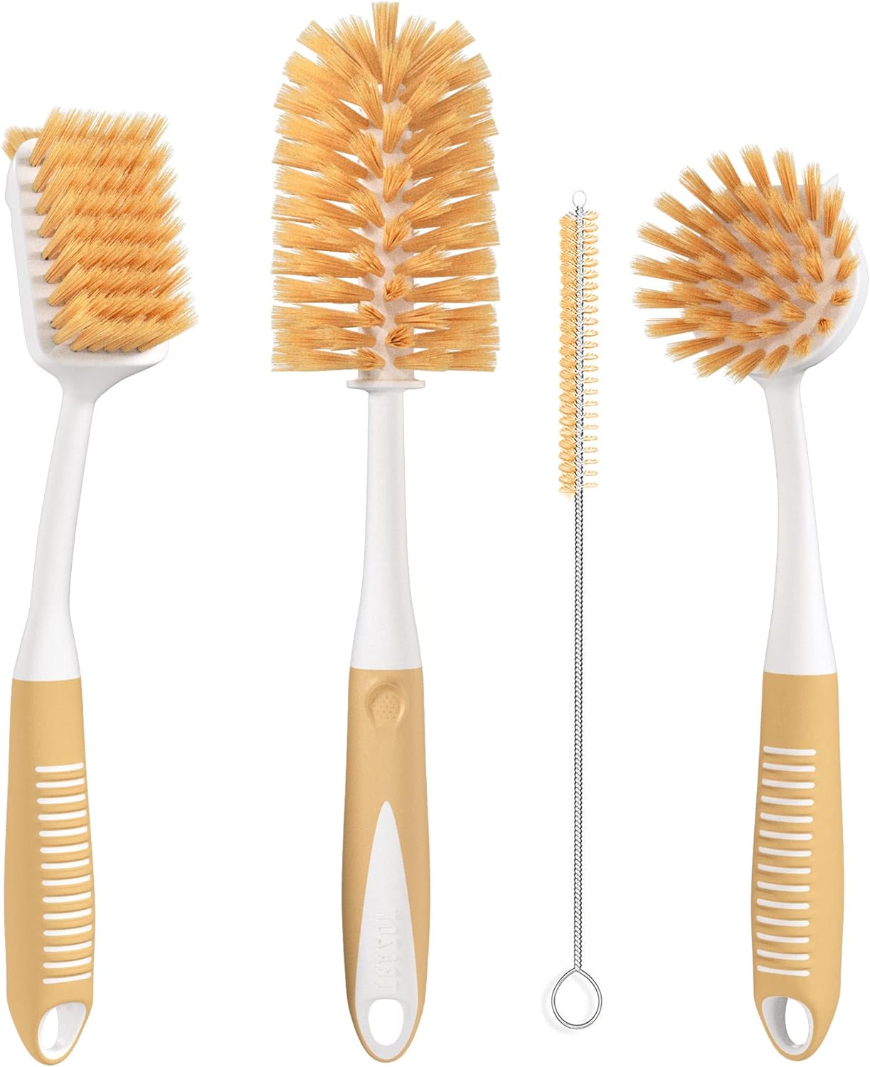 Dish Brush Set of 4, Kitchen Scrub Brushes Ergonomic Non Slip Long Handle