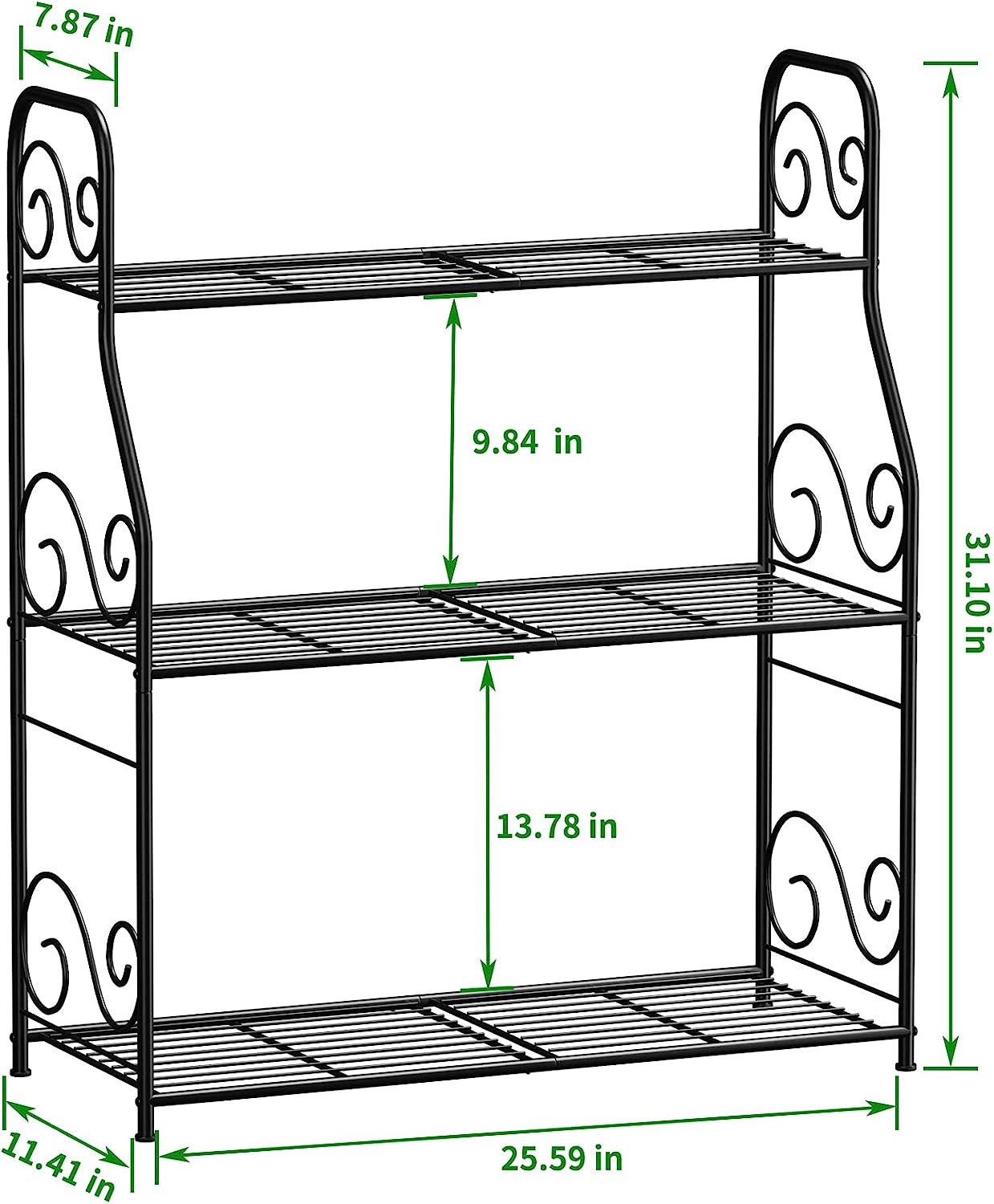 Metal Plant Stand Rack 3 Tier Pot Holder for Garden Patio Balcony Porch Corner Living Room, Black