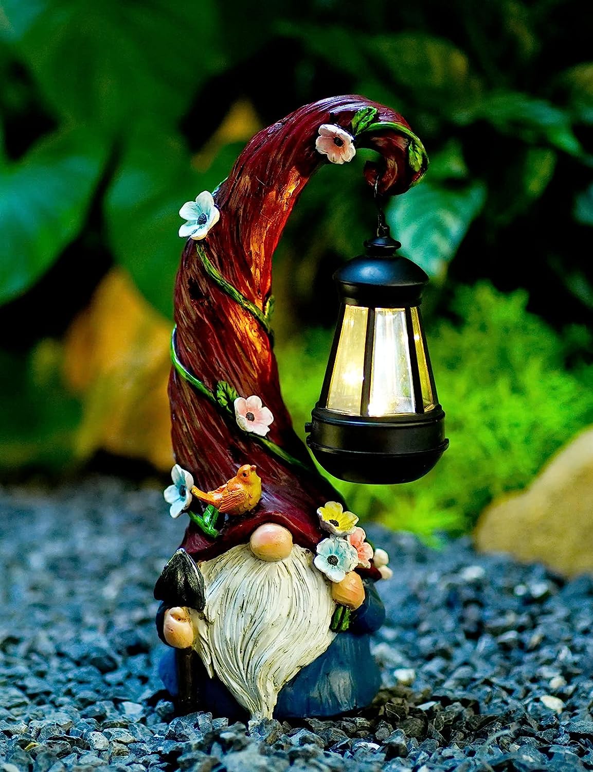 Gnomes Decoration with Lantern Light for Patio Garden Decorations