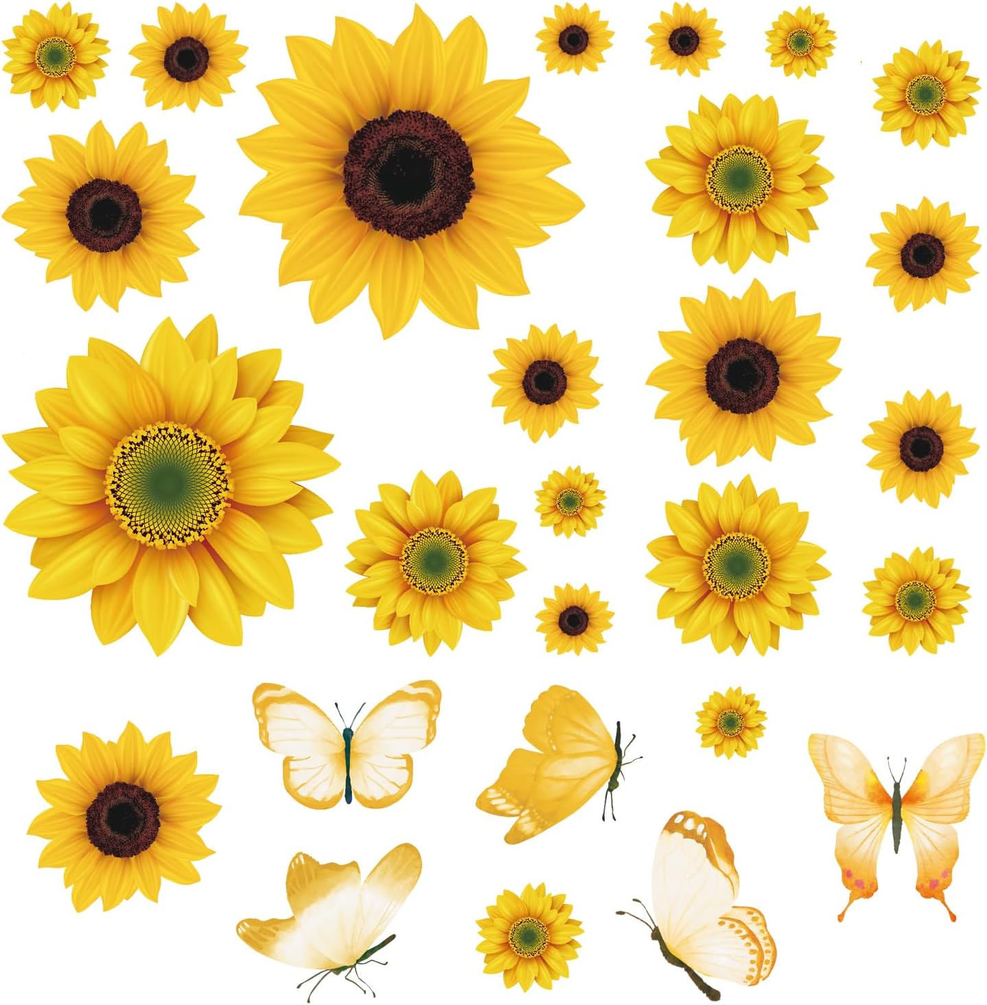 Sunflower Decorations and Stick Wall Decals for Bedroom Kitchen Classroom Living Room