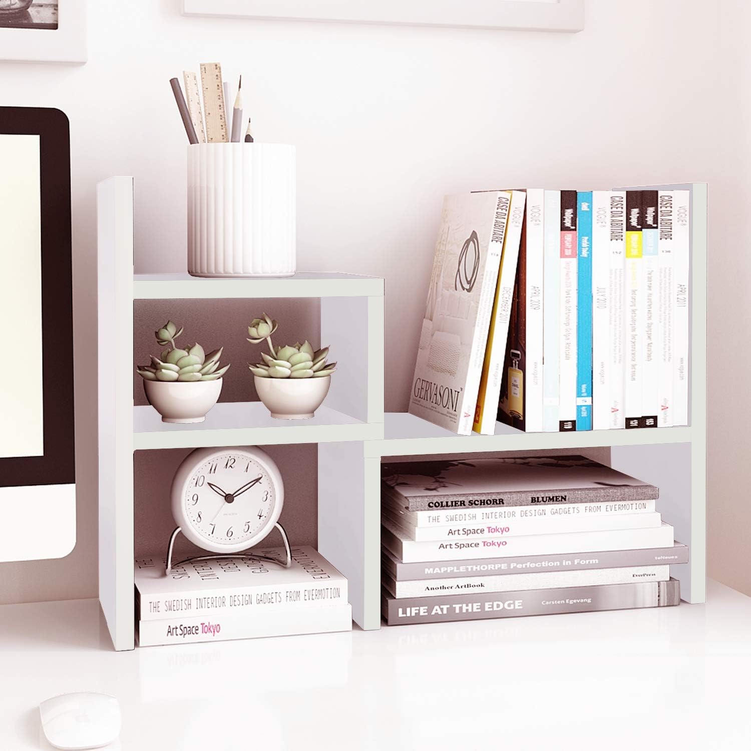 Desk Organizer Storage Rack (White)