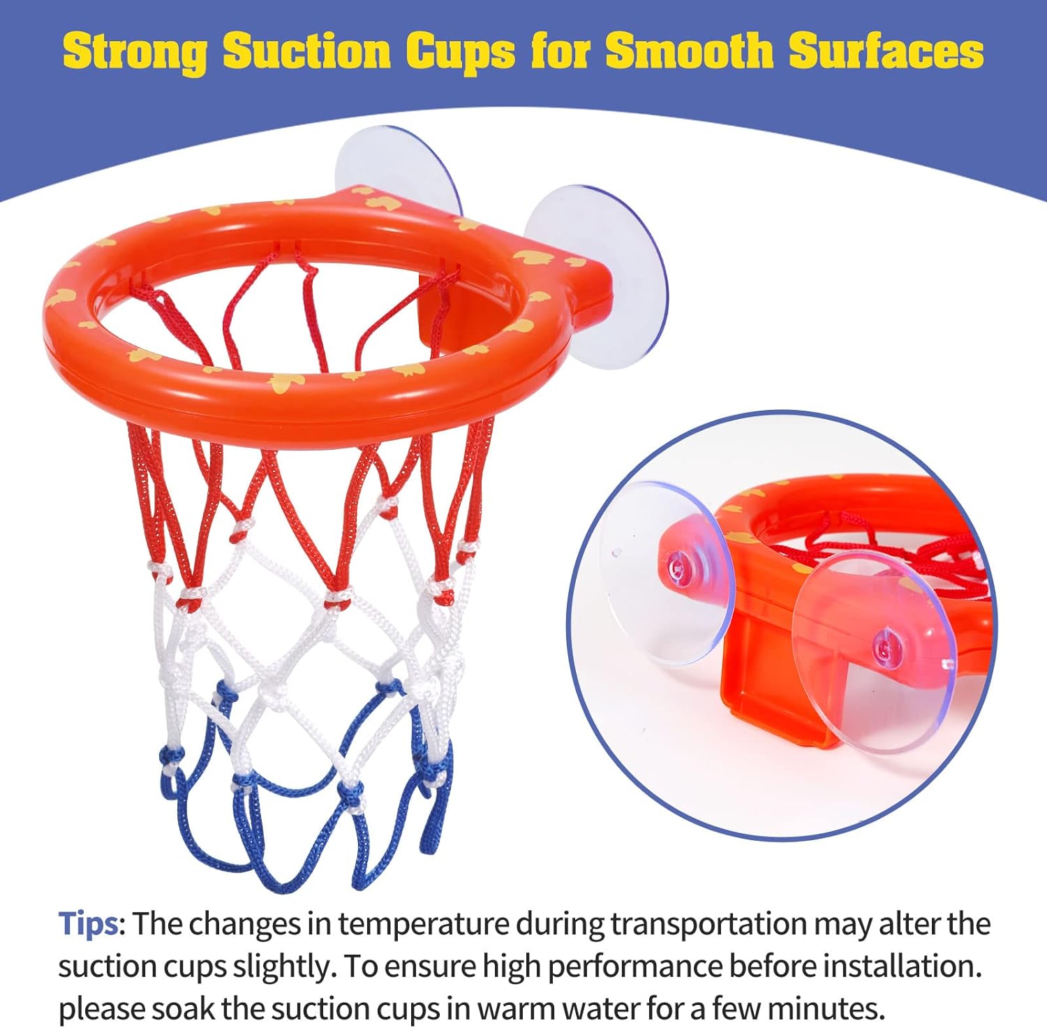 Bath Toys Basketball Hoop for Kids Toddlers Suction Cup Basketball Hoop & 4 Soft Balls Set