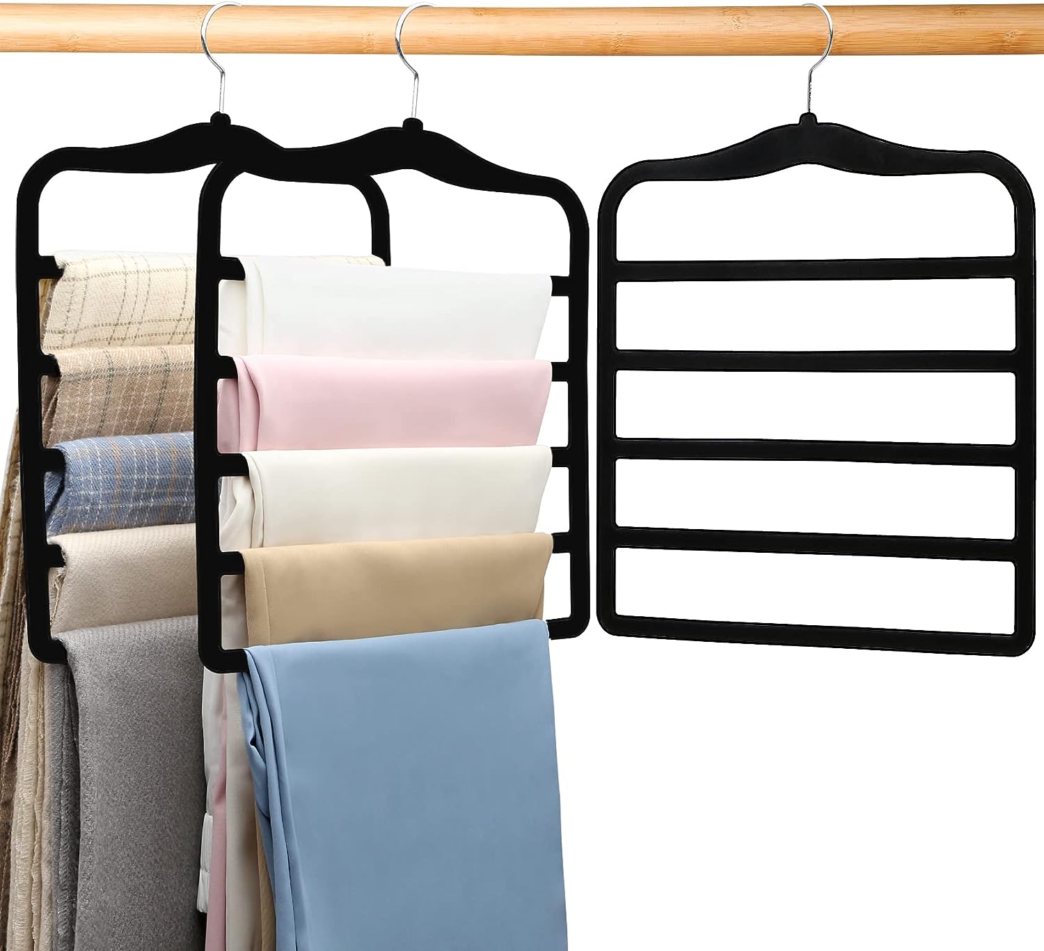 3 Pack Pants Hangers Closet Organizers and Storage Space Savers