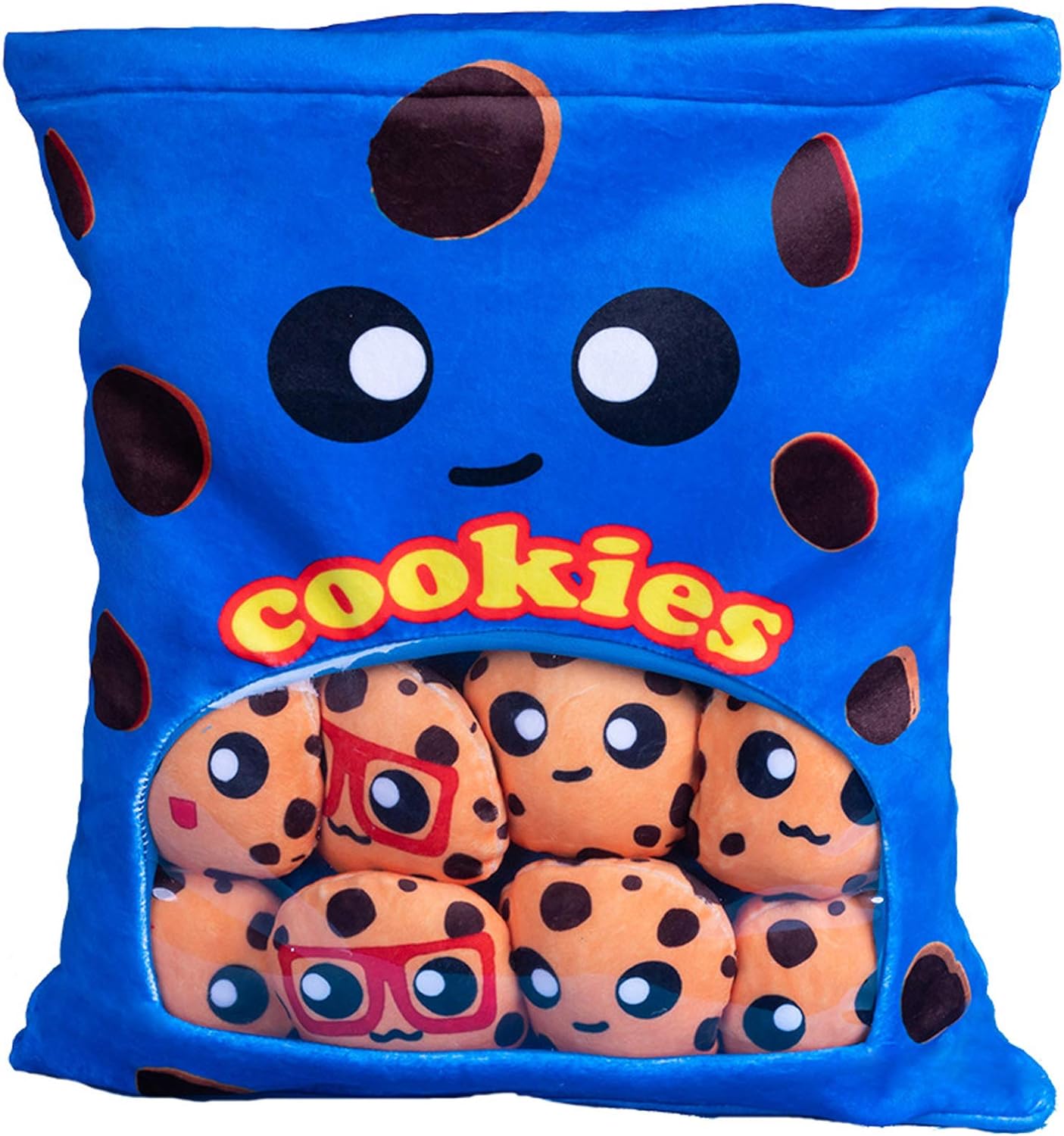 Stuffed Pillow Plushies Doll a Bag of Cookie Toy, Blue