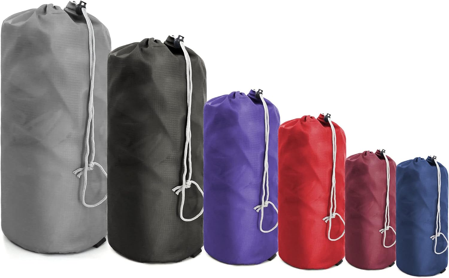 Drawstring Stuff Sacks 6 Pack Bags with Dust Flap