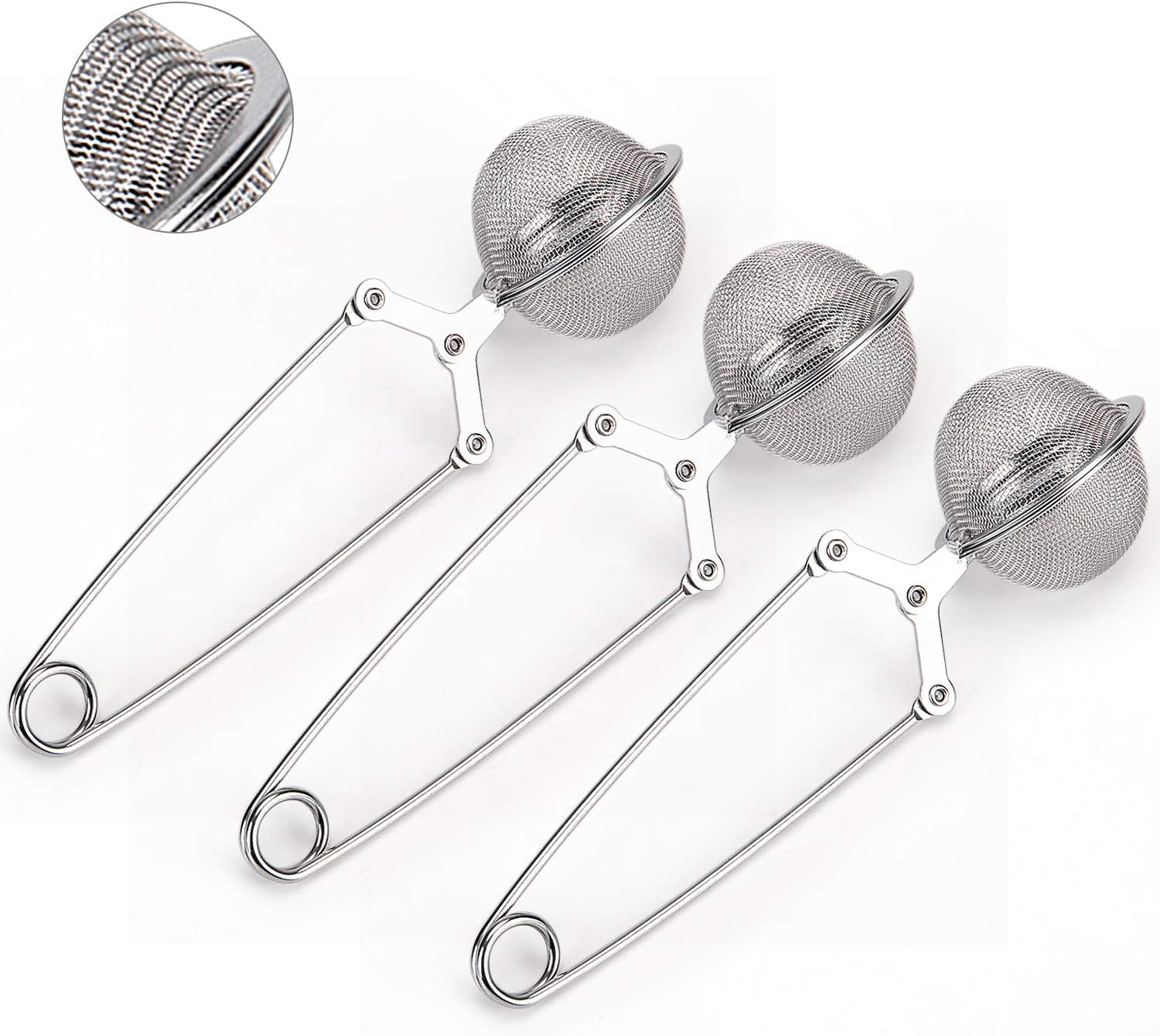 Stainless Steel Tea Infuser with Handle 3 Pack Mesh Tea Balls Filter Infusers