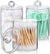 Qtip Holder Clear Dispenser 10oz, 3 Pack for Cotton Ball, Cotton Swab, Cotton Round Pads, Floss