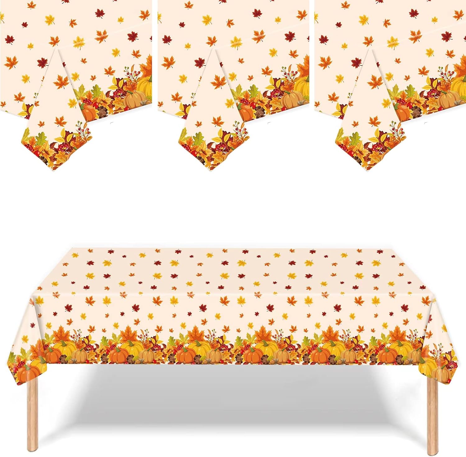 Table Cover Thanksgiving 3 Pieces Disposable Tablecloth (54" x 108")