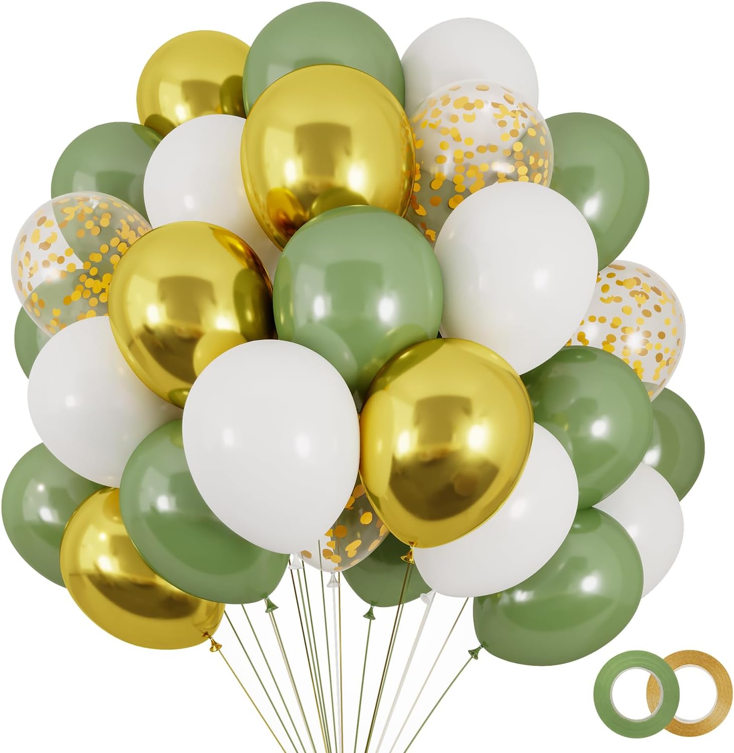 Sage Green Gold Balloons Kit 120PCS for Birthday, Wedding, Baby Shower, Graduation Party Decorations