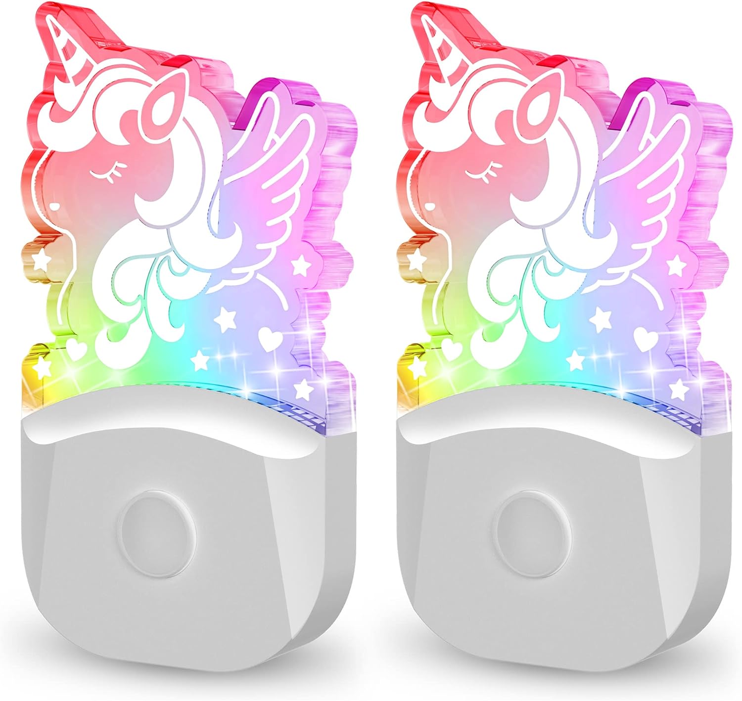 Unicorn Night Light 2 Pack Plug in Night Light, 8 Color Changing Baby Night Light with Dusk to Dawn Sensor