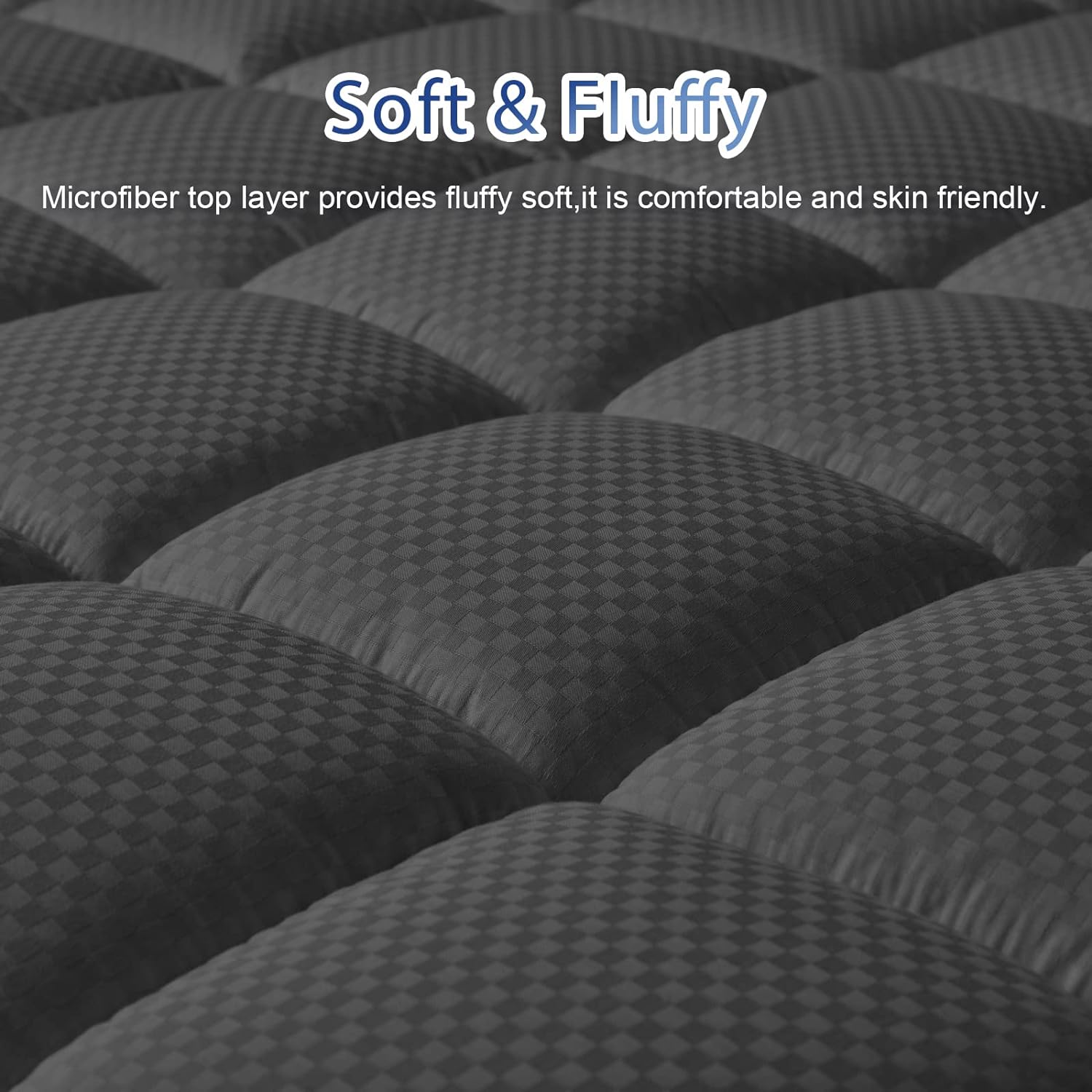 Fluffy Soft Mattress Pad California King Mattress Pad Stretches Up to 21 Inch, Dark Gray