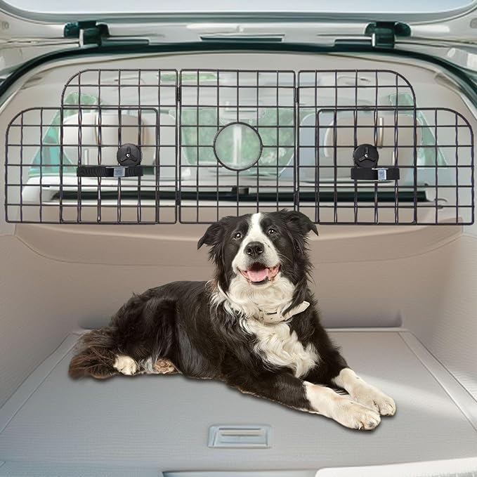 Universal Dog Car Barrier with Metal Mesh for Safety Driving and Travel for SUVs, Cars, Vehicles and Trucks Cargo Area