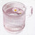 Pink Glass Coffee Mug with Lid 12.5oz Classical Vertical Stripes Glass Tea Cup