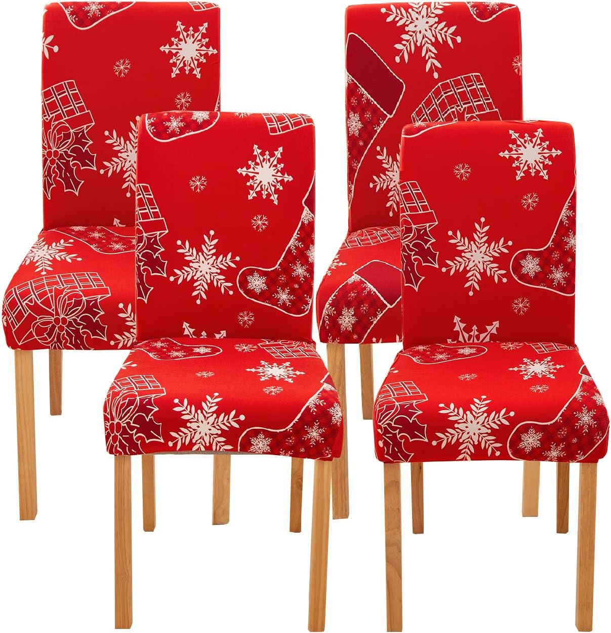 Chair Protector Christmas Decoration 4 Pieces Stretch Removable Washable Seat Cover