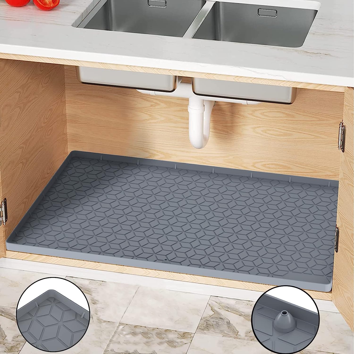 Sink Protector Tray Under Sink Mat for Kitchen (34"x22")