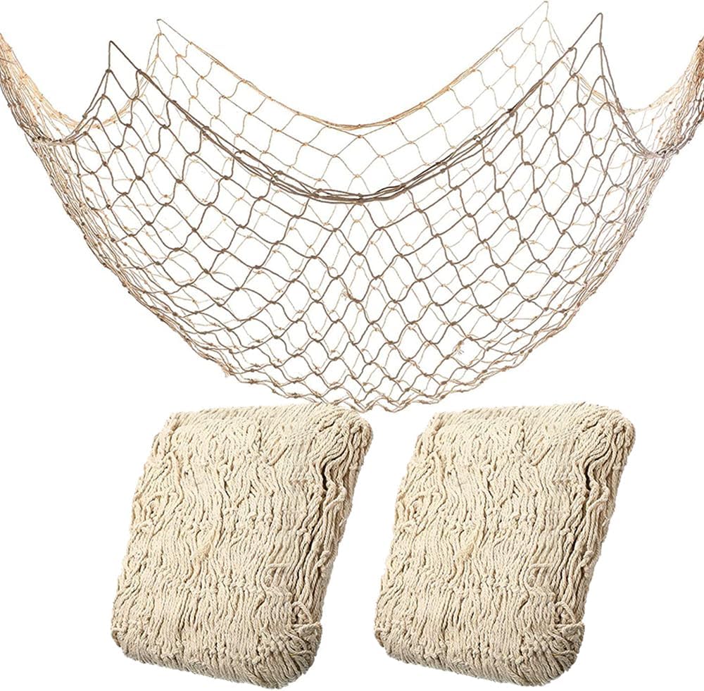 Fish Net Decorations 2 Pack Natural Cotton Hawaiian Party Fish Net Decorative