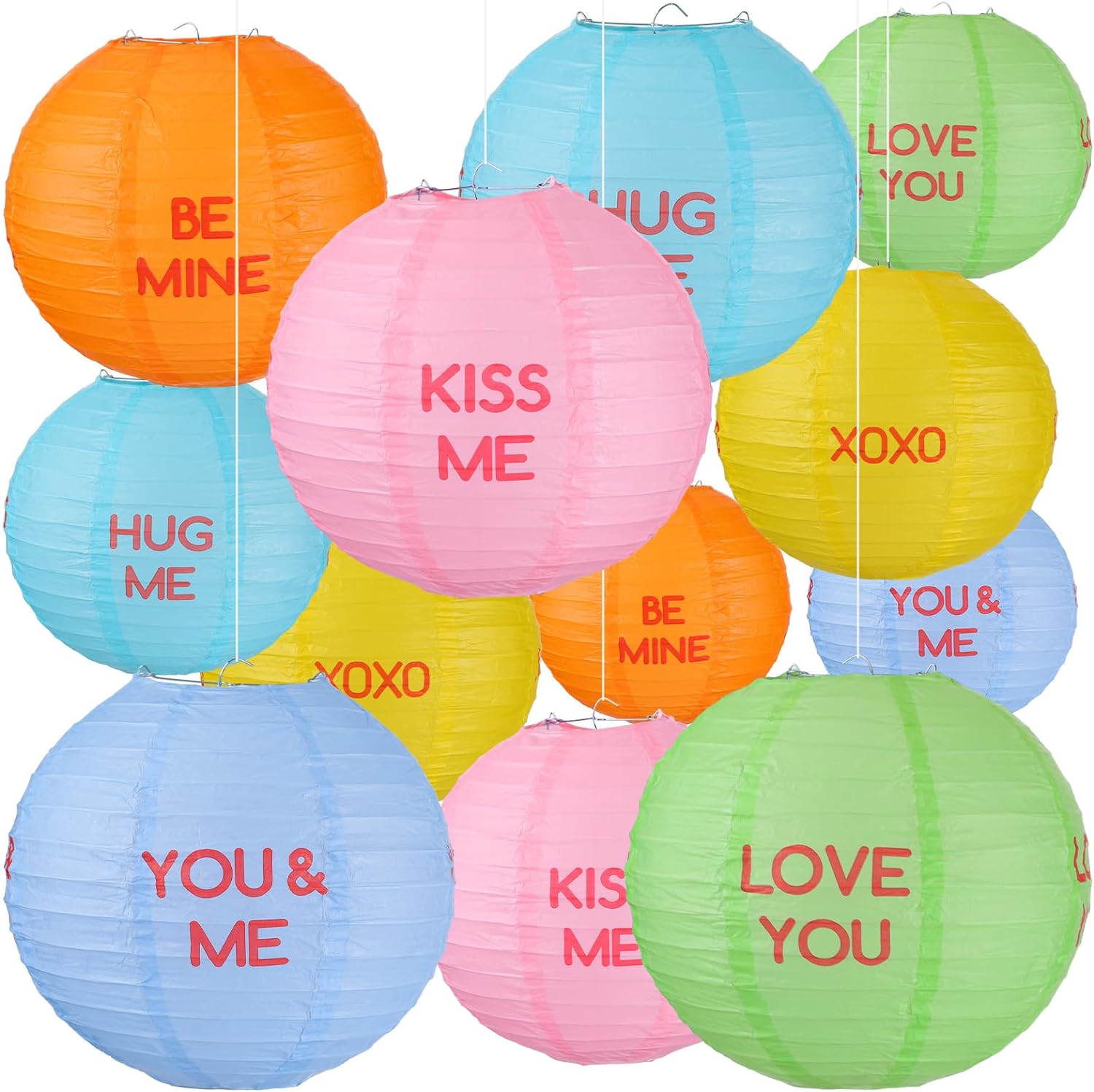 Valentine's Day Hanging 10" Paper Lanterns 12 Pack for Valentine's Day Party Decoration