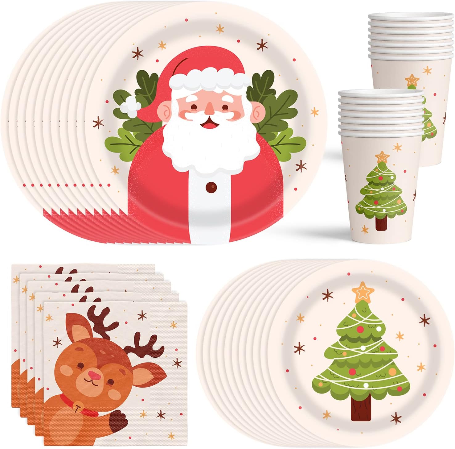 Christmas Party Tableware Disposable and Decorations (32 Guests)