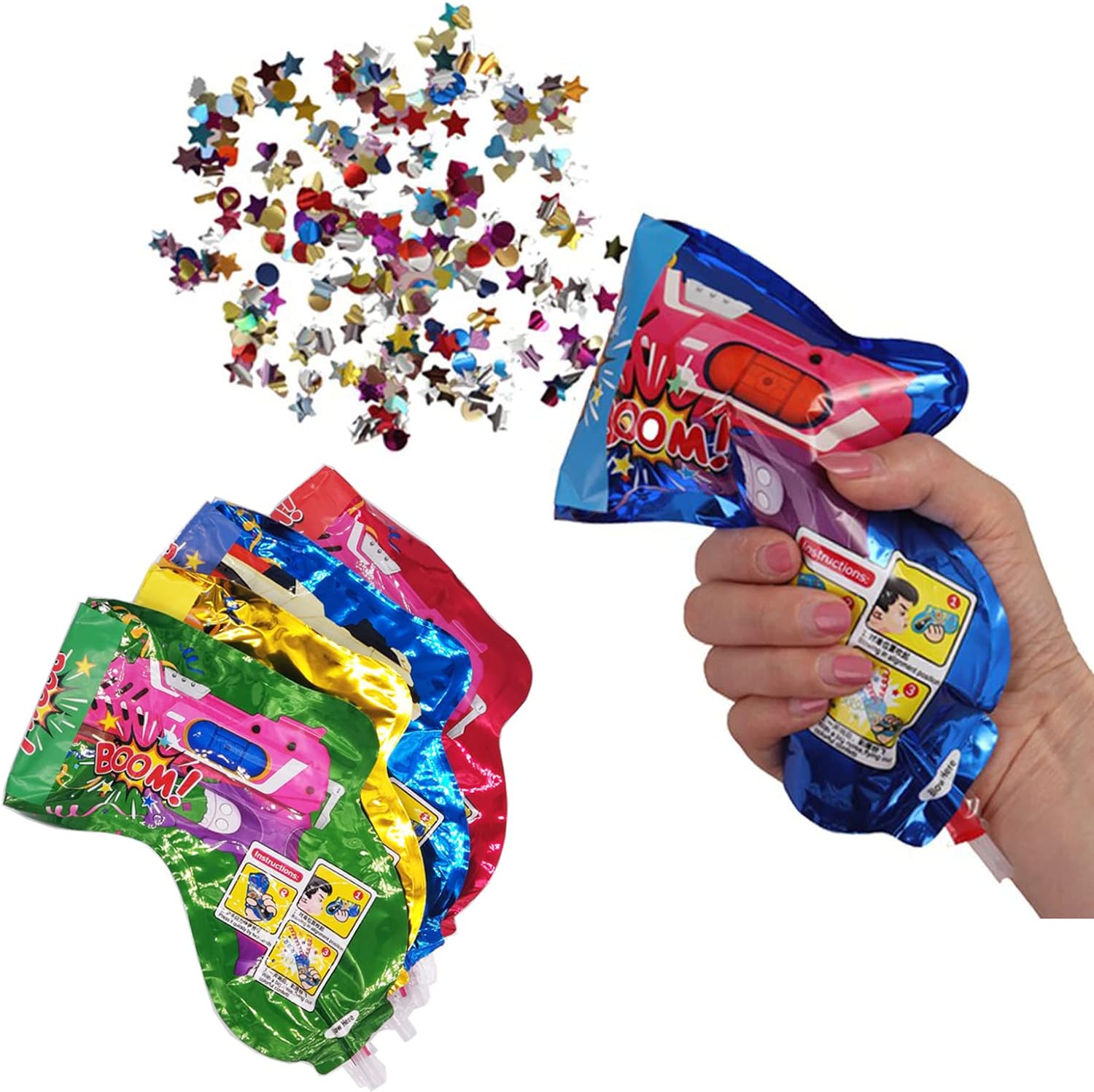 Party Toys Confetti 20 Pack, Handheld Confetti Poppers with Novelty Design Party Supplies