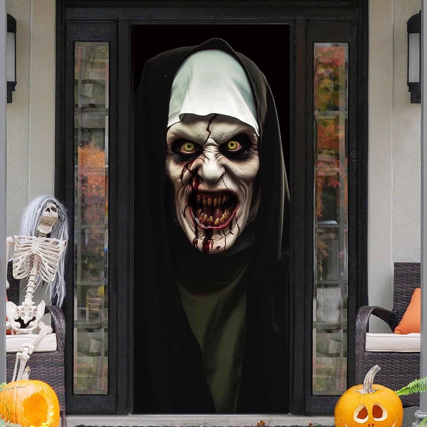 Halloween Decor 30" x 80" 3D Nun Door Stickers