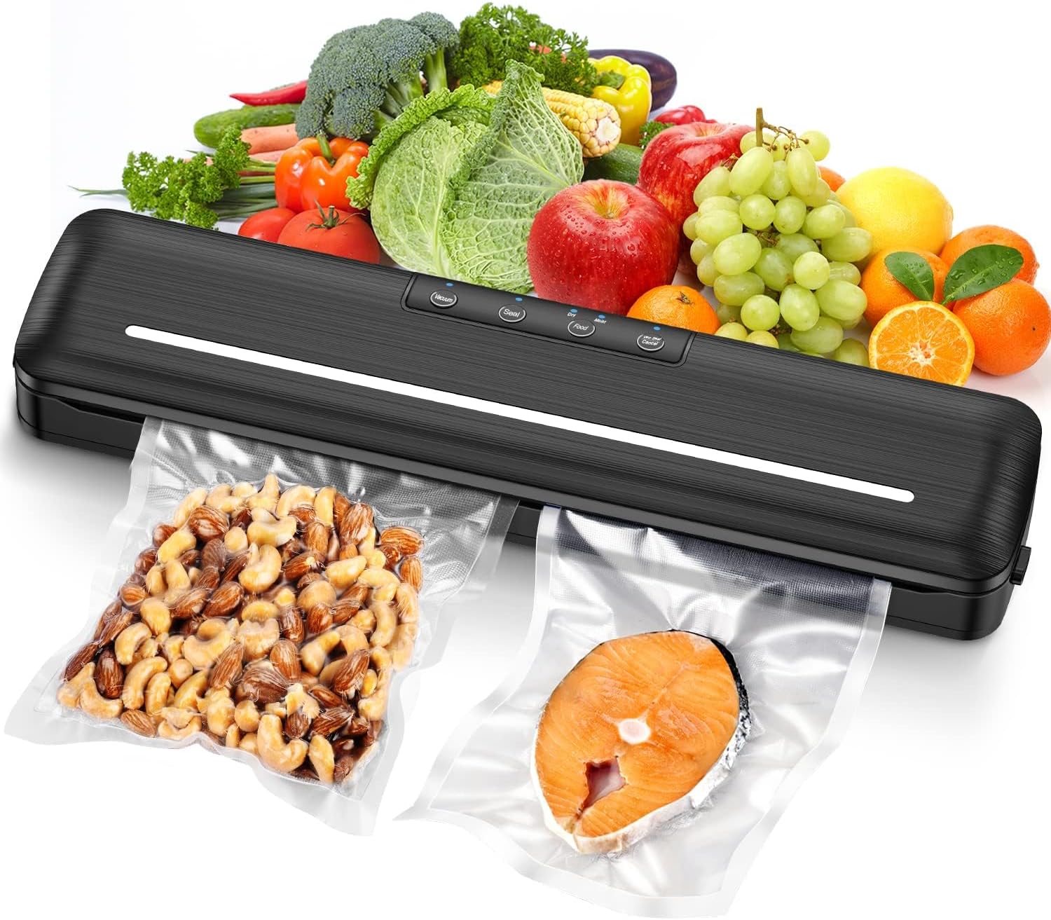 Vacuum Sealer Automatic Air Sealing Food Saver with 10 Pack 11.8" Sealer Bags for Kitchen