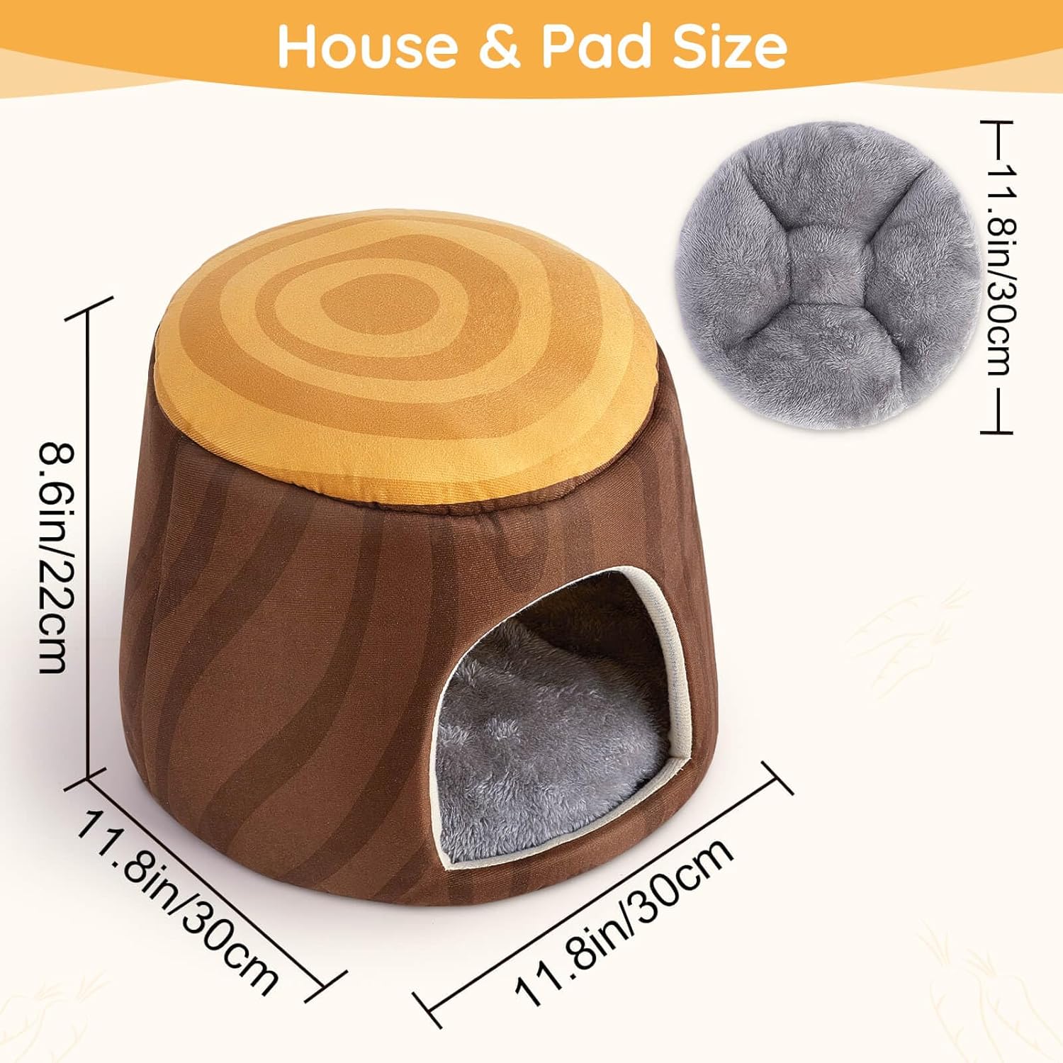 Foldable Guinea Pig Bed with Removable Pad for Small Pets