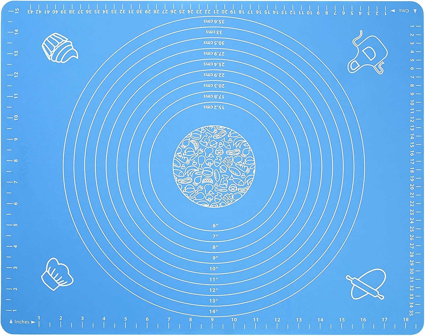 Silicone Baking Mat for Pastry Rolling Dough with Measurements (19.7" x 15.7") Blue