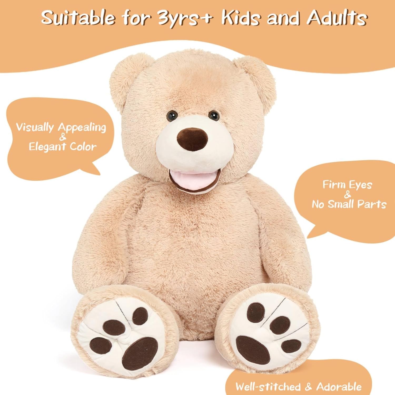 51" Big Teddy Bear Stuffed Animals with Footprints for Gifts this Valentines Day