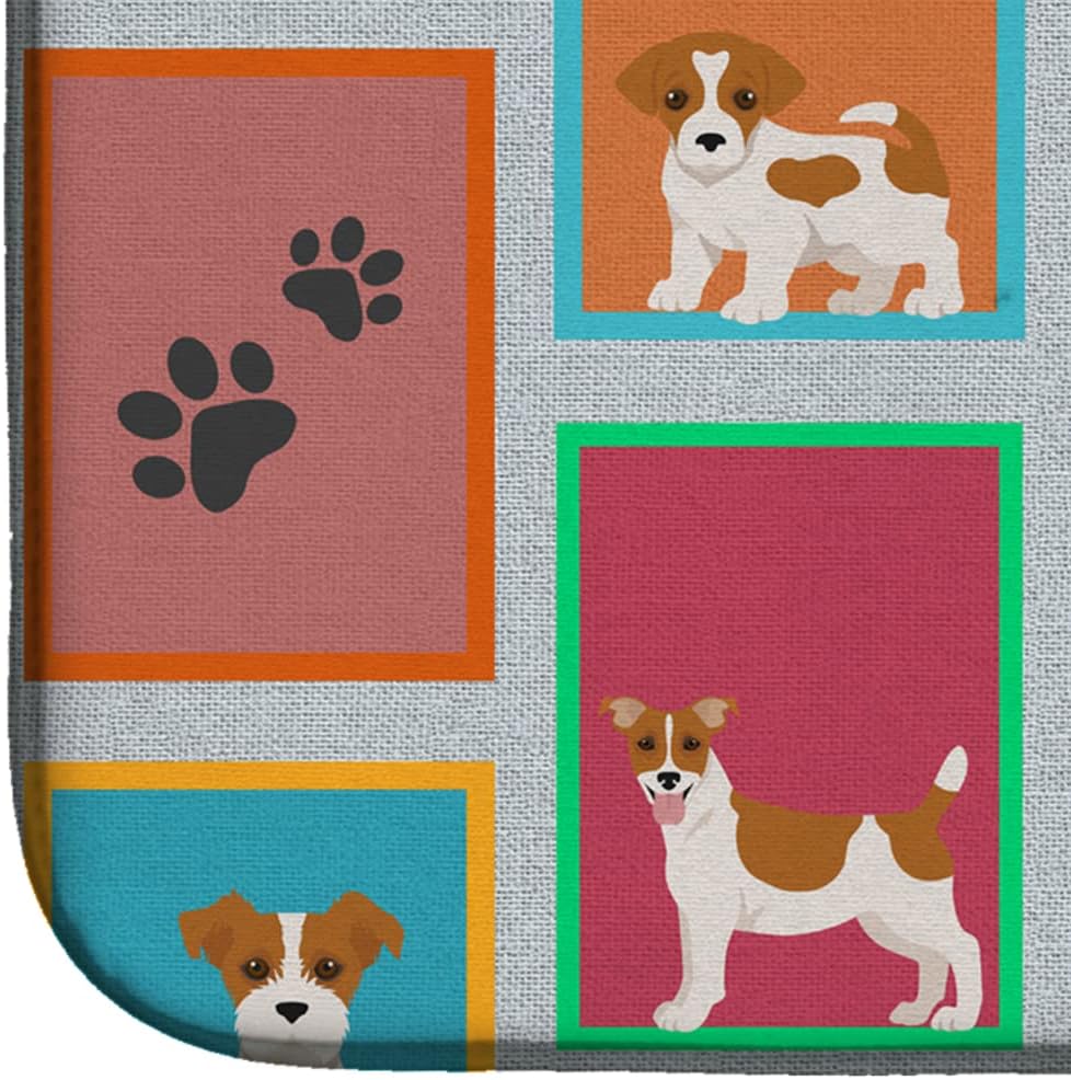 Red and White Jack Russell Terrier Dish Drying Mat