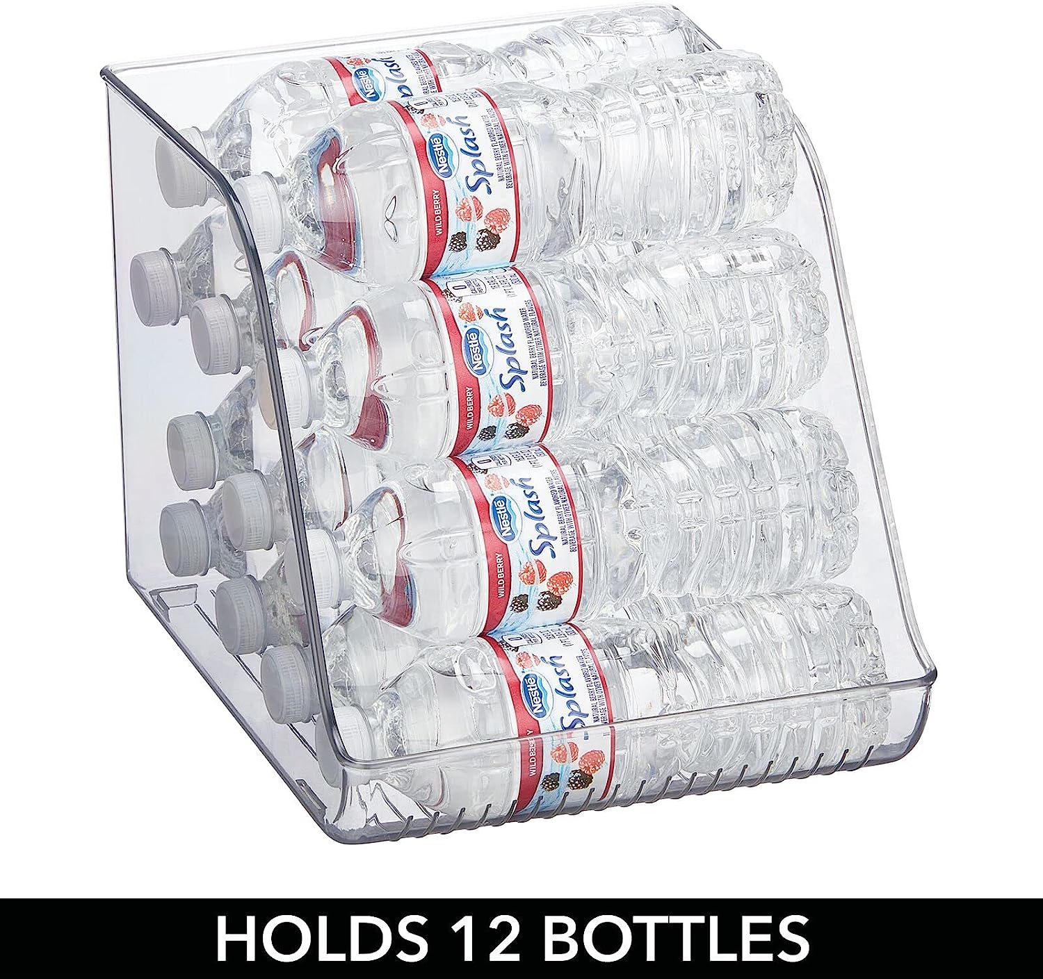 Tall Plastic Water Bottle Stackable Storage Organization Bin with Open Front, , 2 Pack, Clear